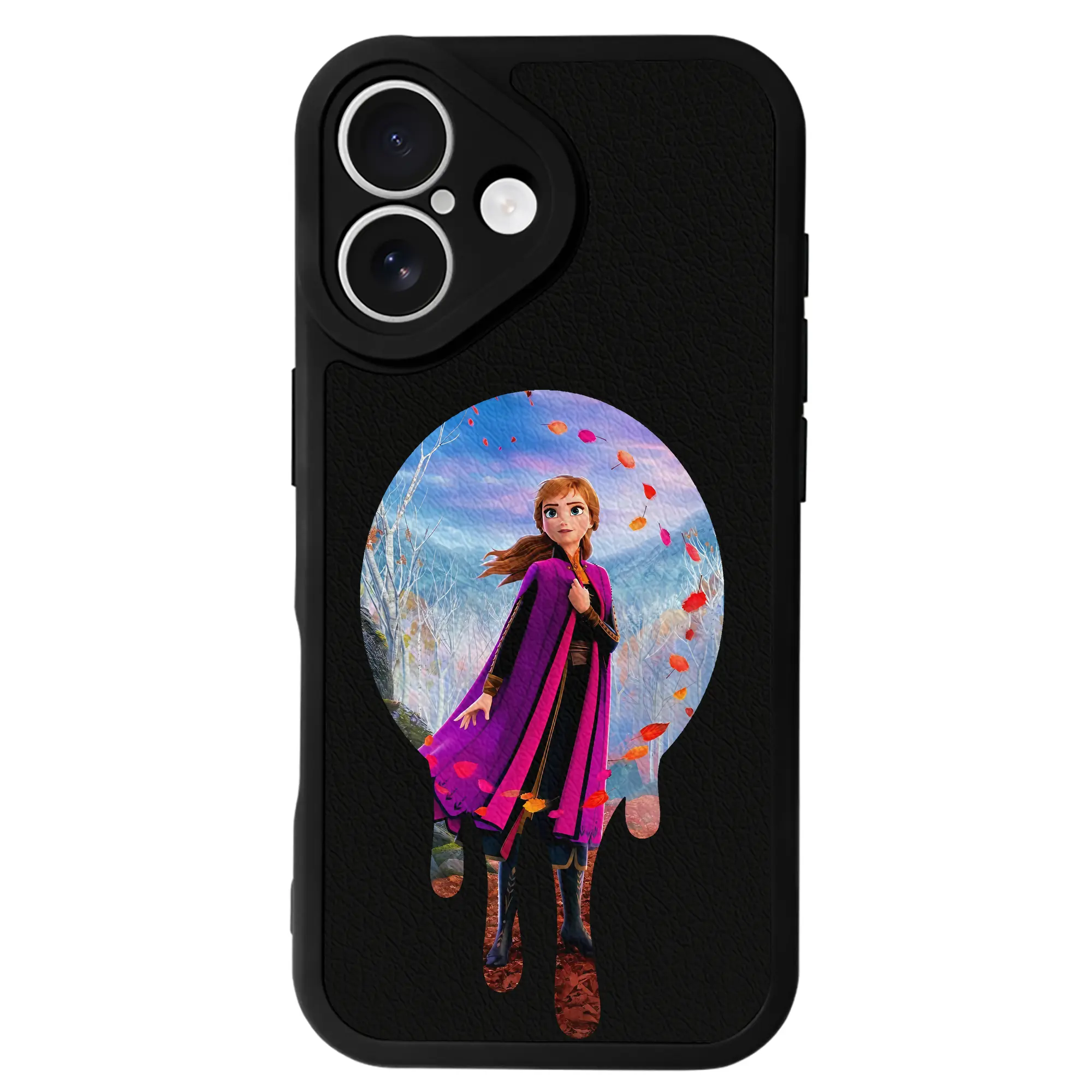 アナと雪の女王(Frozen) グッズ アナ(Anna) - IPhone 16シリーズ対応 ・ シリコンスマホケース ・ レザー調 ・ 高精度フィット ・ 耐衝撃 ・ ワイヤレス充電対応 ・ 精密カット